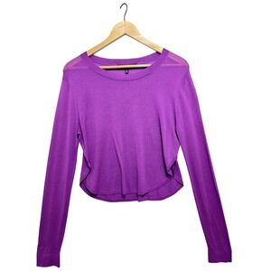 Robert Rodriguez Purple Long Sleeve Cropped Knit Top Womens Medium